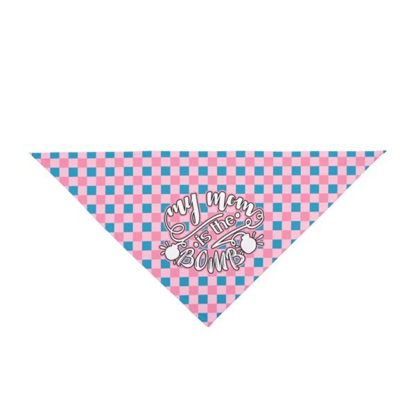 Bold Gingham Doberman Dog Bandana "My Mom Is The Bomb" Edition