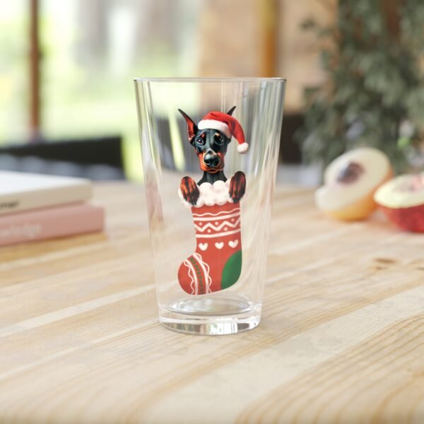 Santa’s Favorite Doberman Pint Glass – 16oz Stocking Surprise - Image 2
