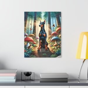 Acrylic Print “Doberman Whisperer of the Woods” – Luxury Wall Art from the Mystical Forest Doberman Series