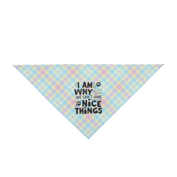 Funny Pastel Plaid Dog Bandana – “I Am Why We Can’t Have Nice Things”
