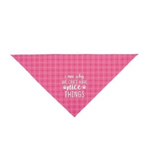 Hot Pink Plaid “I Am Why We Can’t Have Nice Things” Dog Bandana