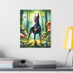 Acrylic Print “Doberman Guardian Of The Glade” – Luxury Wall Art from the Mystical Forest Doberman Series