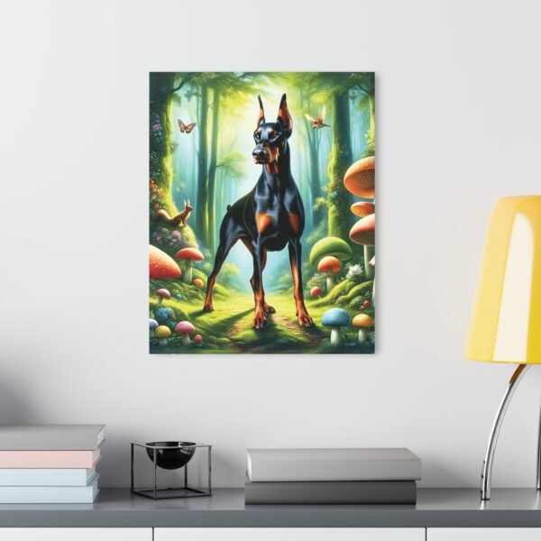 Acrylic Print “Doberman Guardian Of The Glade” – Luxury Wall Art from the Mystical Forest Doberman Series