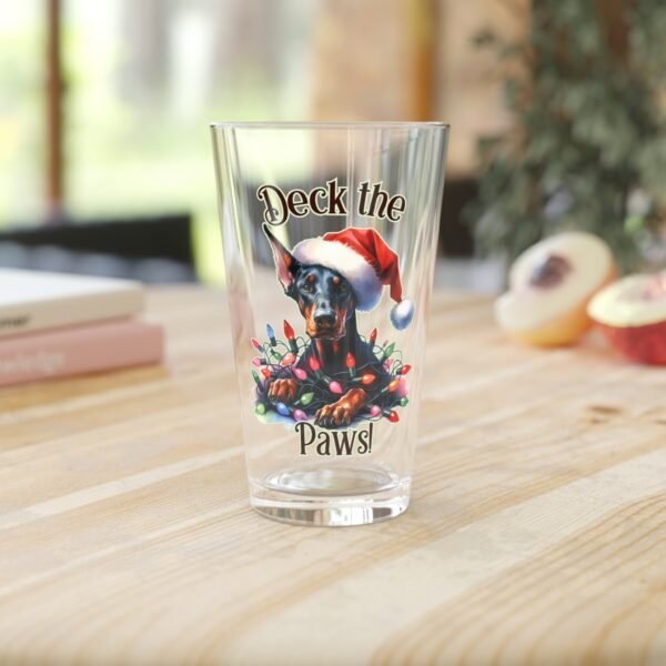 Deck the Paws Doberman Holiday Pint Glass – 16oz of Christmas Sass - Image 2