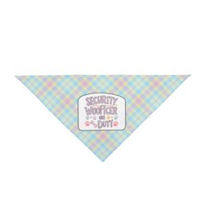 Pastel Plaid “Security Woofficer On Duty” Dog Bandana