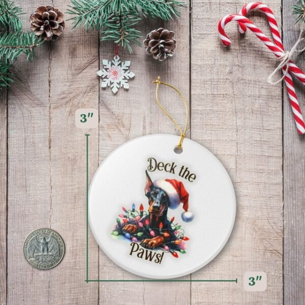 Doberman Christmas Ornament "Deck The Paws" – Ceramic Holiday Classic - Image 8