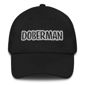 Monochrome “DOBERMAN” Embroidered Dad Hat – Low Profile Cotton Cap for Dobie Loyalists