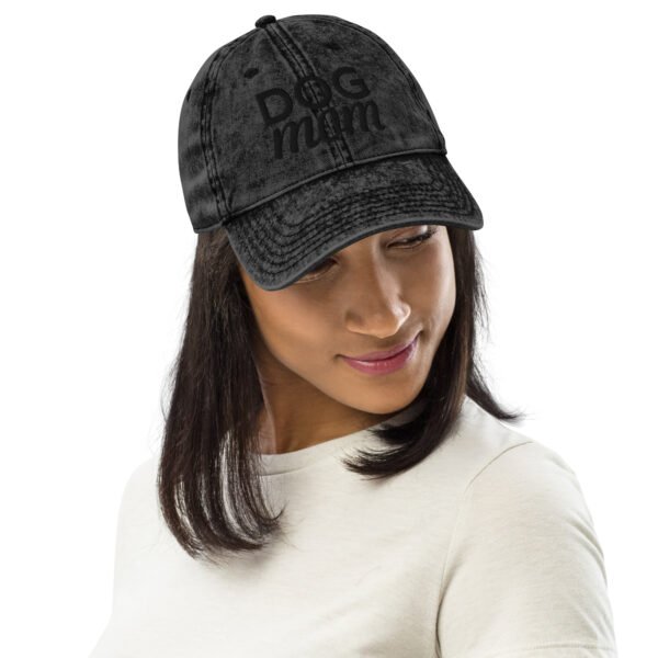 Black-on-Black "DOG mom" Embroidered Vintage Twill Cap – Distressed Cotton Hat for Doberman Moms - Image 7