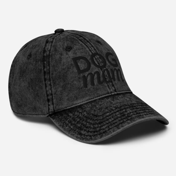 Black-on-Black "DOG mom" Embroidered Vintage Twill Cap – Distressed Cotton Hat for Doberman Moms - Image 3