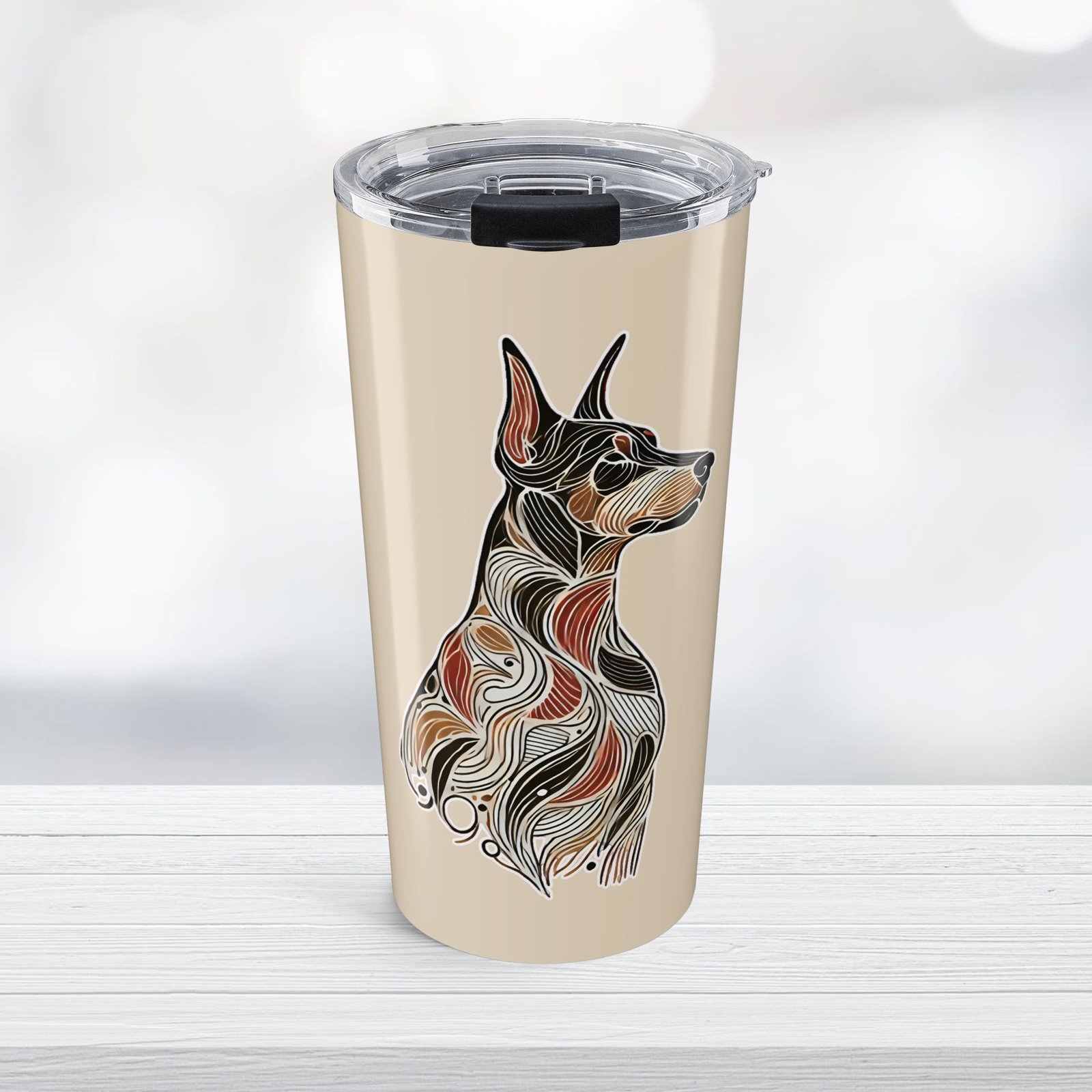Doberman Tumbler Elegant Swirl Design