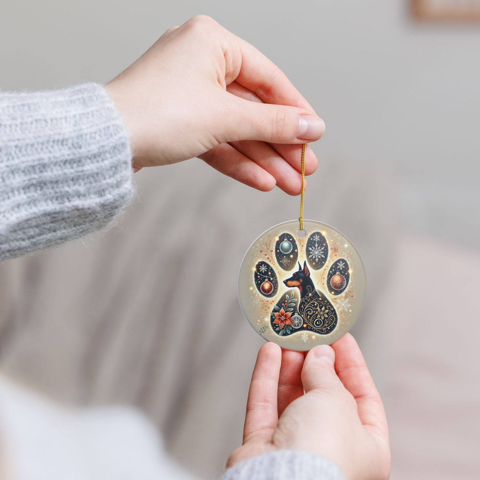 Dog Lover's Ceramic Ornament - Festive Paw Print Decoration, Gift for Pet Owners, Holiday Decor, Memorial Keepsake - Image 7