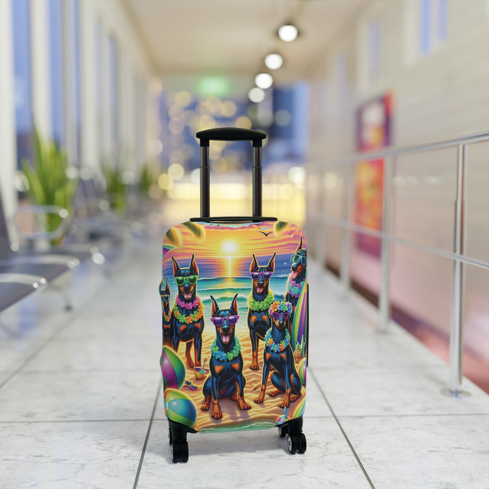 Sunset Doberman Beach Party Luggage Cover - Image 8
