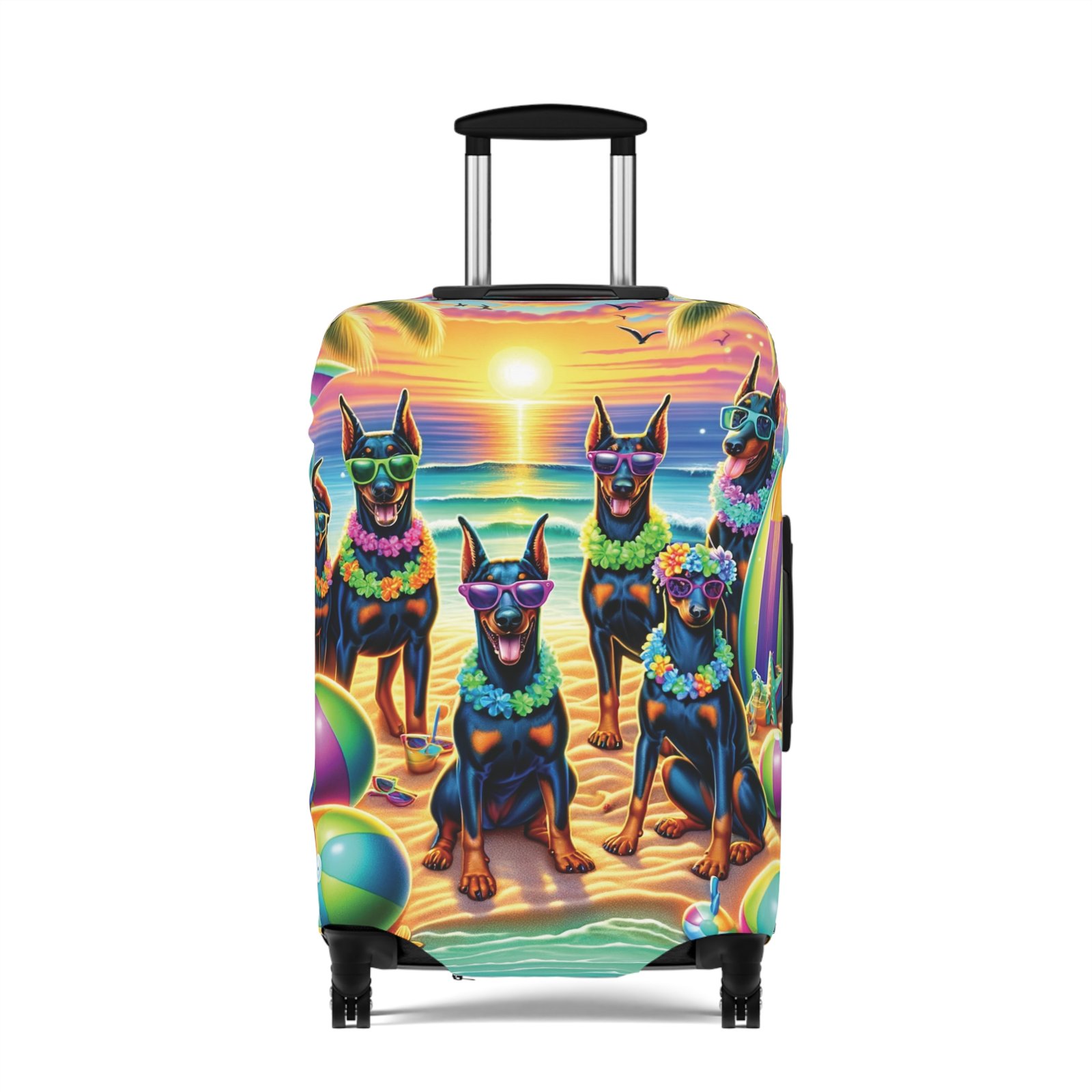 Sunset Doberman Beach Party Luggage Cover - Image 11