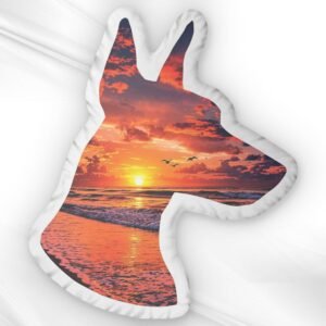Custom Shaped Pillow - Sunset Doberman Portrait Double Exposure Effect