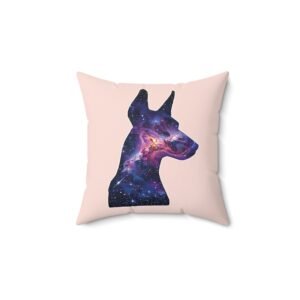 Celestial Doberman Outdoor Throw Pillow Pink
