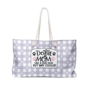 Dobie Mom Weekender Bag Purple and White