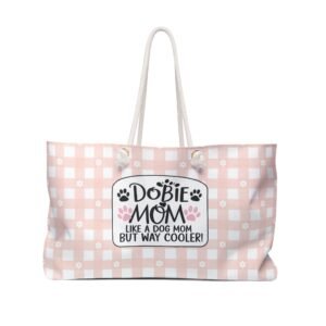 Dobie Mom Weekender Bag Pink and White