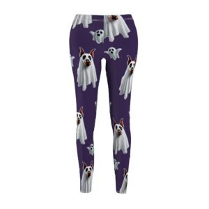 Ghostly Doberman Halloween Leggings Mystic Purple