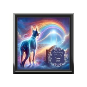 Doberman Keepsake Box - Eternal Rainbow Bridge Pet Memorial Gift