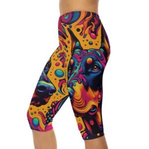 Psychedelic Doberman Capri Leggings