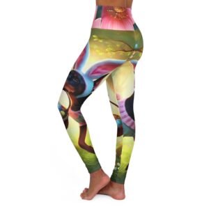 Spring Blossom High Waisted Yoga Leggings with Easter Design