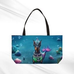 Mermaid Doberman Oversized Weekender Tote Bag