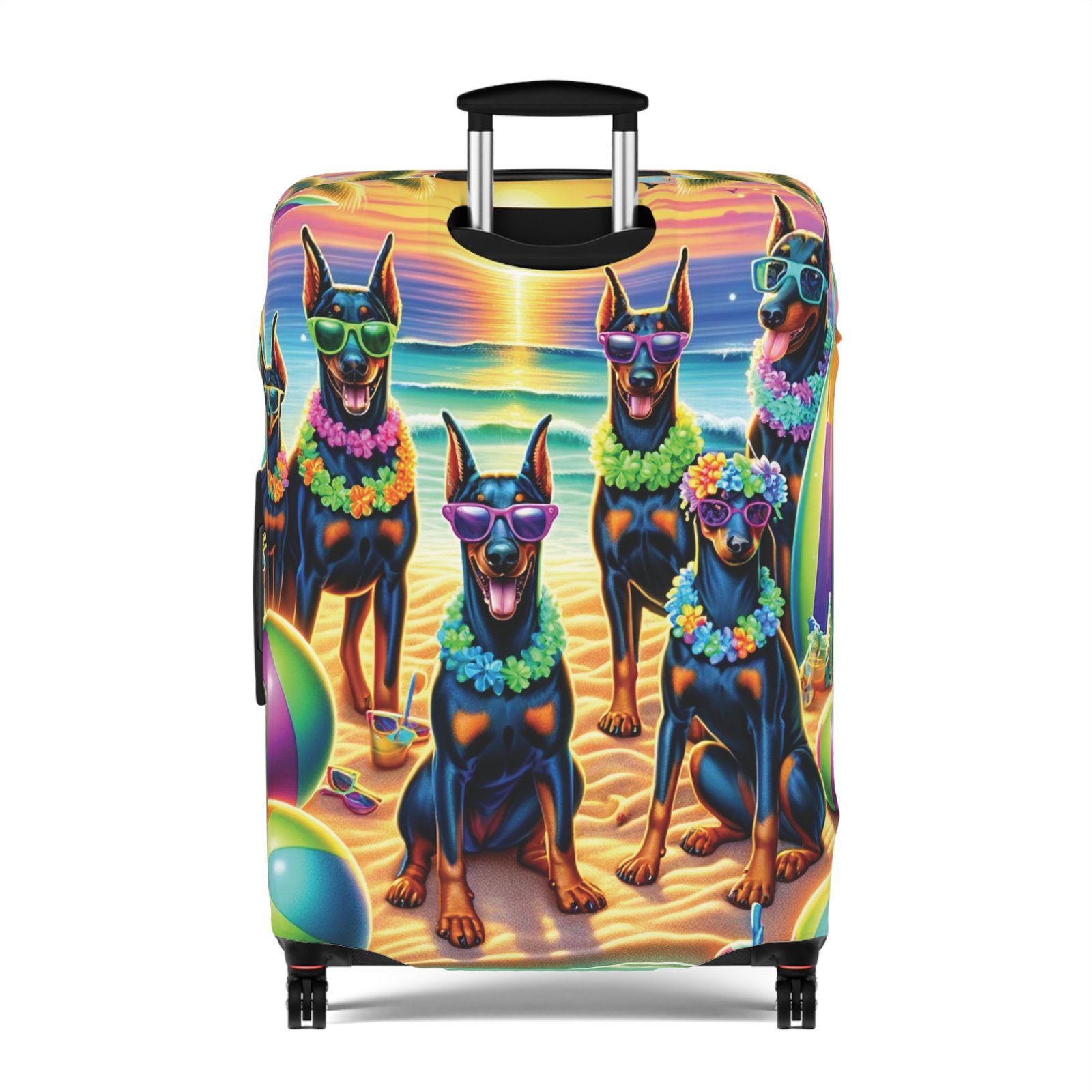 Sunset Doberman Beach Party Luggage Cover - Image 3