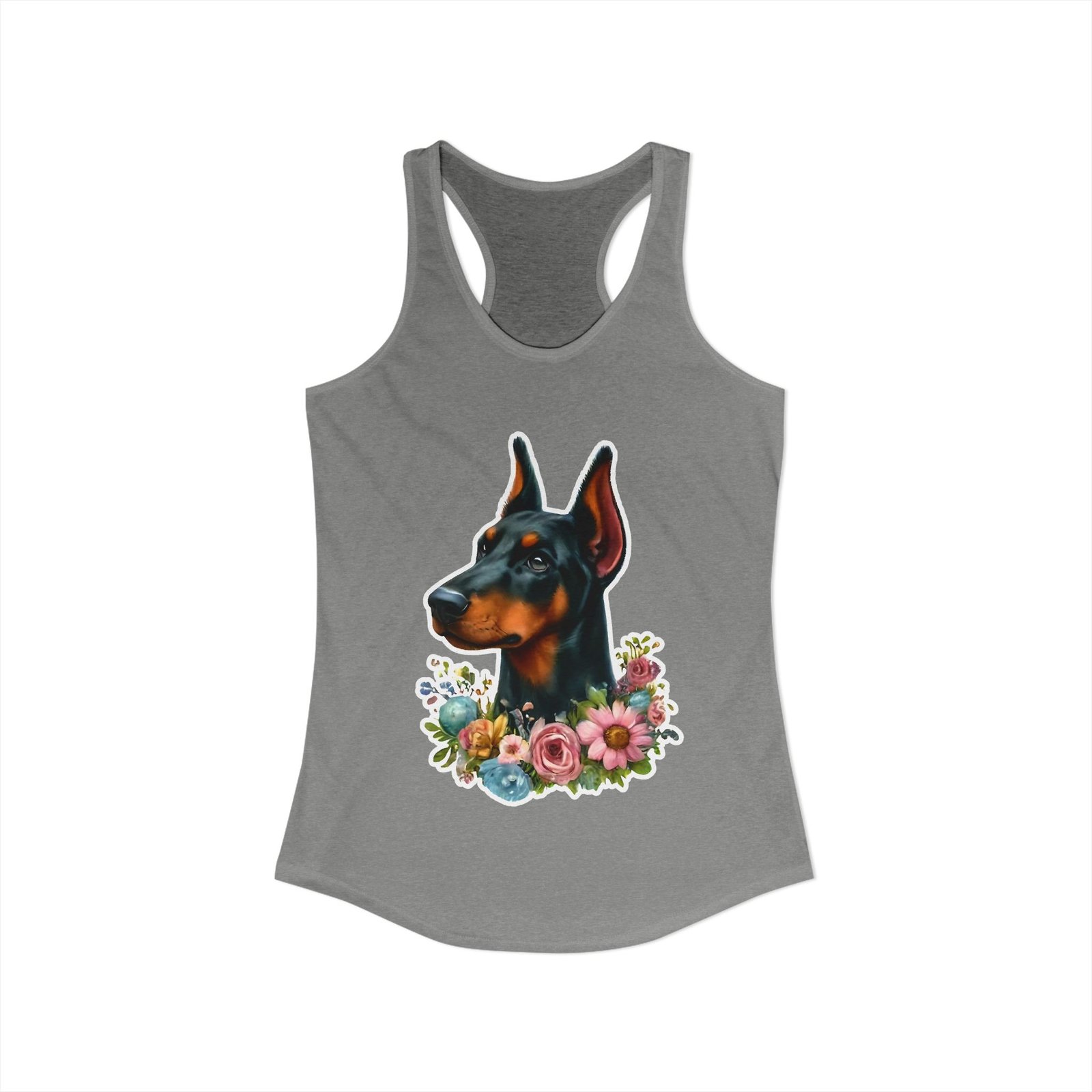 Floral Doberman Women’s Racerback Tank - Image 10
