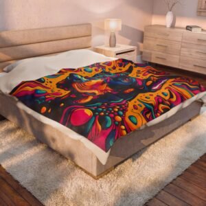 Psychedelic Doberman Velveteen Plush Blanket