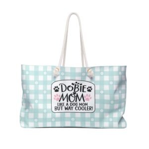 Dobie Mom Weekender Bag Teal and White