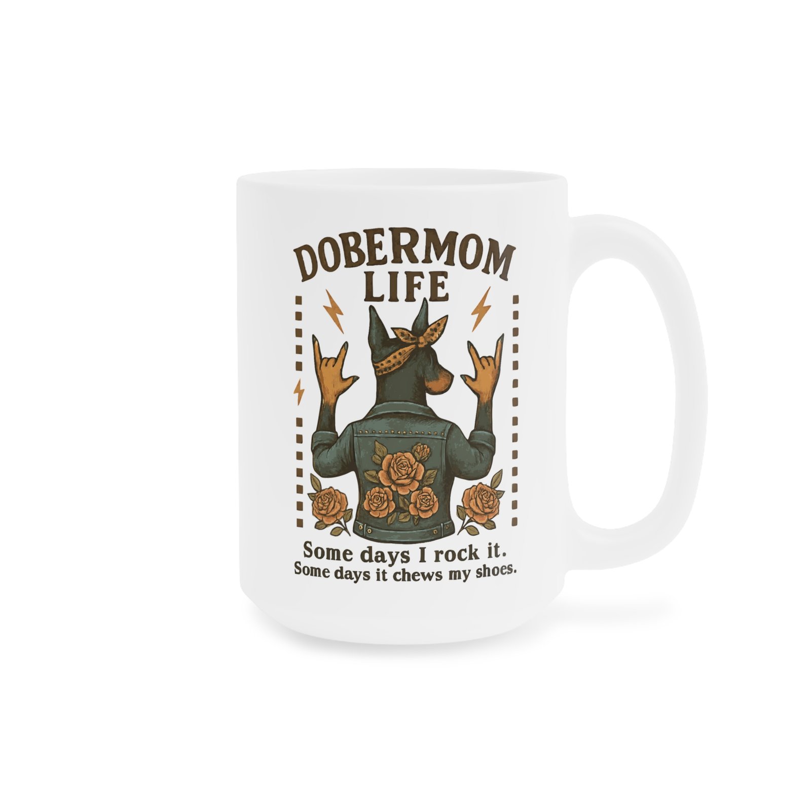 Dobermom Life Ceramic Mug - 15oz - Perfect Gift for Dog Lovers! - Image 3
