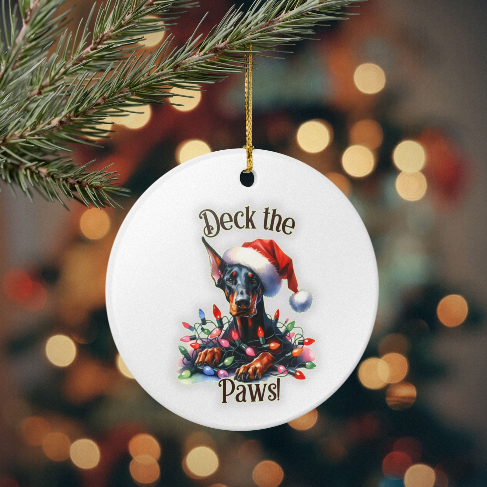 Doberman Christmas Ornament "Deck The Paws" - Image 6