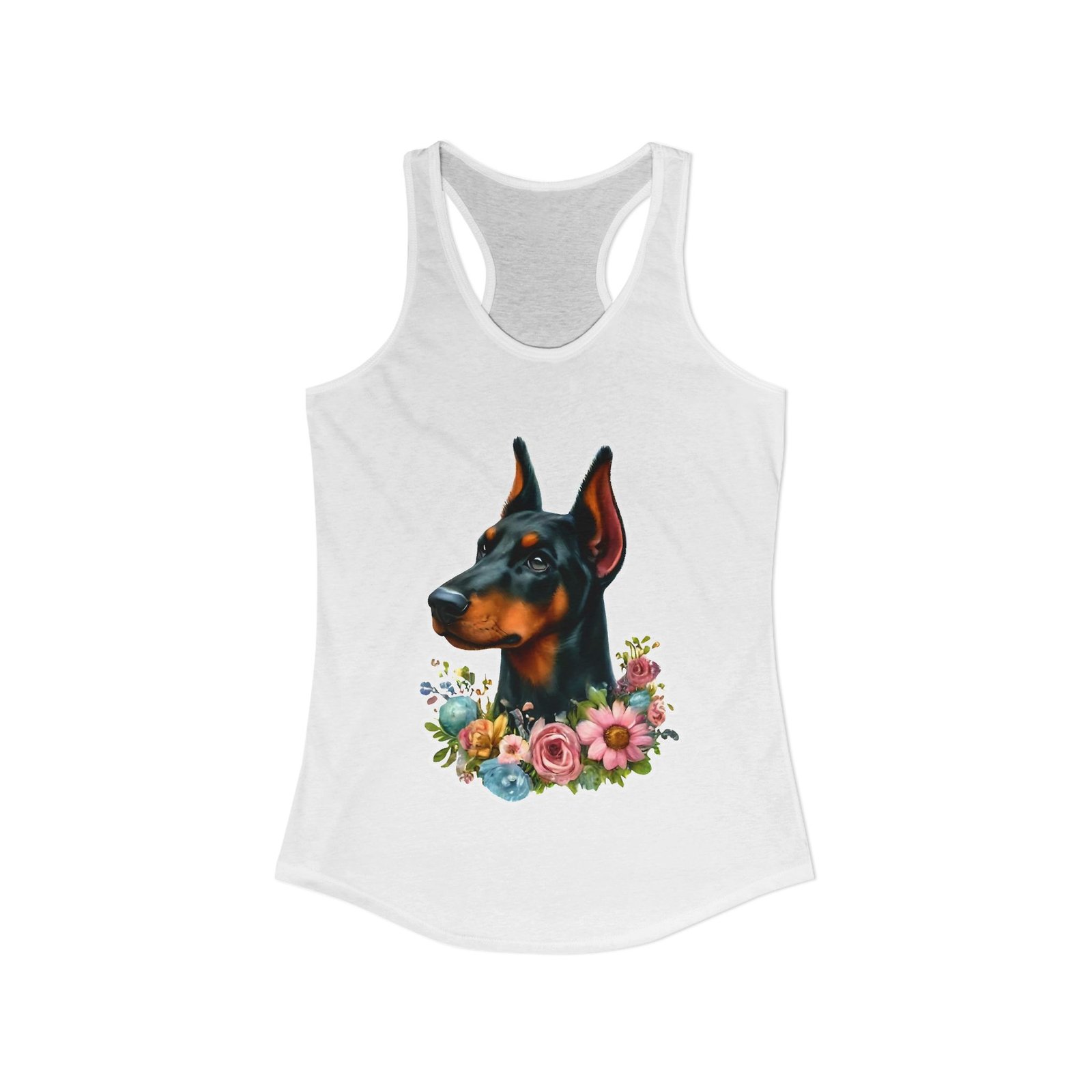 Floral Doberman Women’s Racerback Tank - Image 2