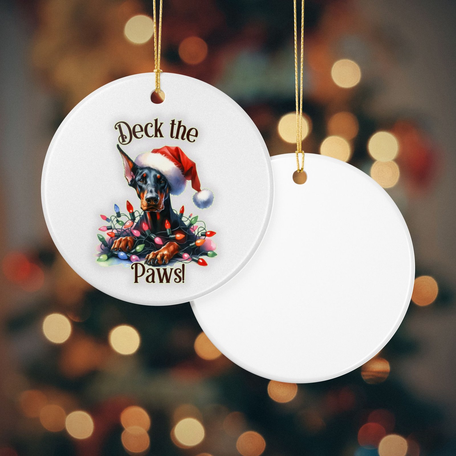 Doberman Christmas Ornament "Deck The Paws" - Image 4
