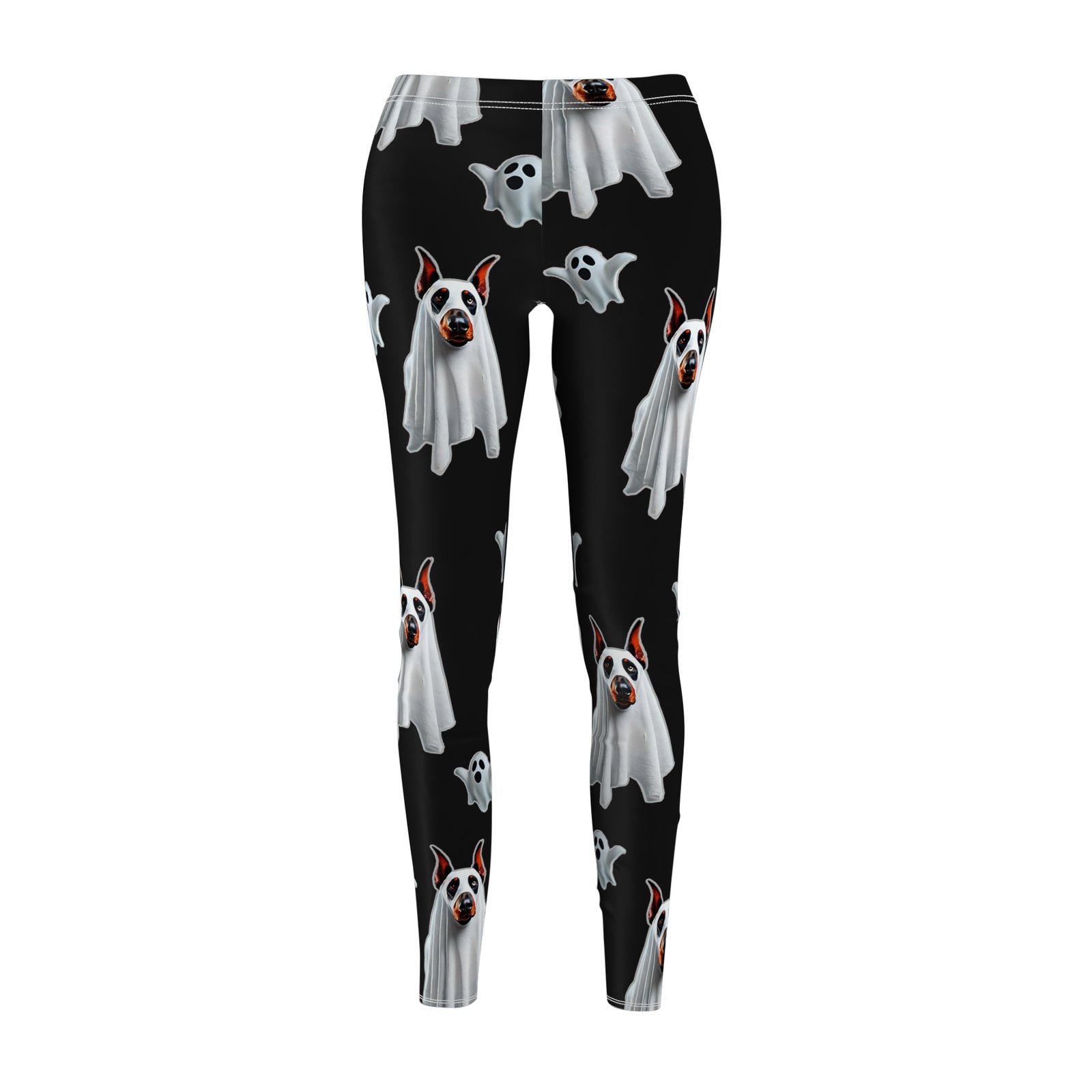 Ghostly Doberman Halloween Leggings Spooky Black - Image 2
