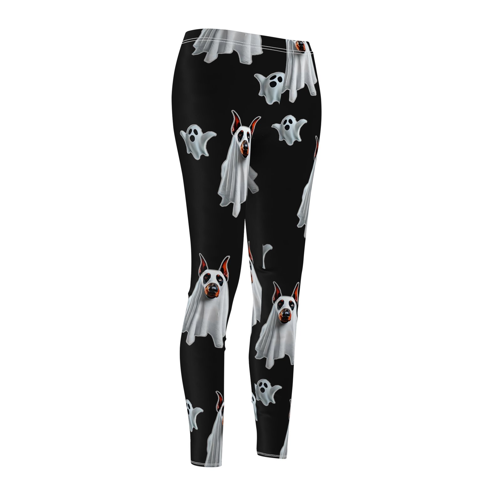 Ghostly Doberman Halloween Leggings Spooky Black - Image 4
