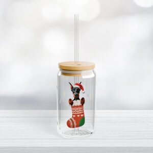 Santa's Favorite Doberman Glass Tumbler