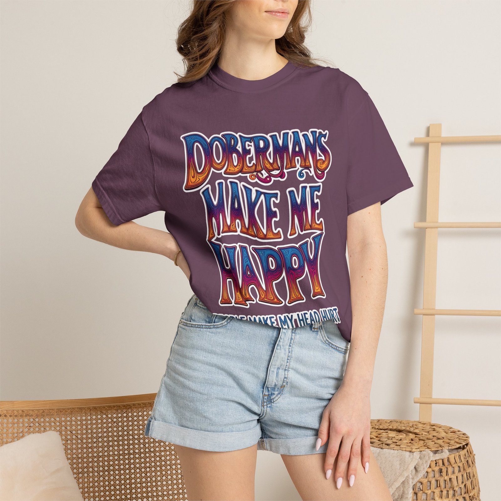 Dobermans Make Me Happy T-Shirt - Image 11