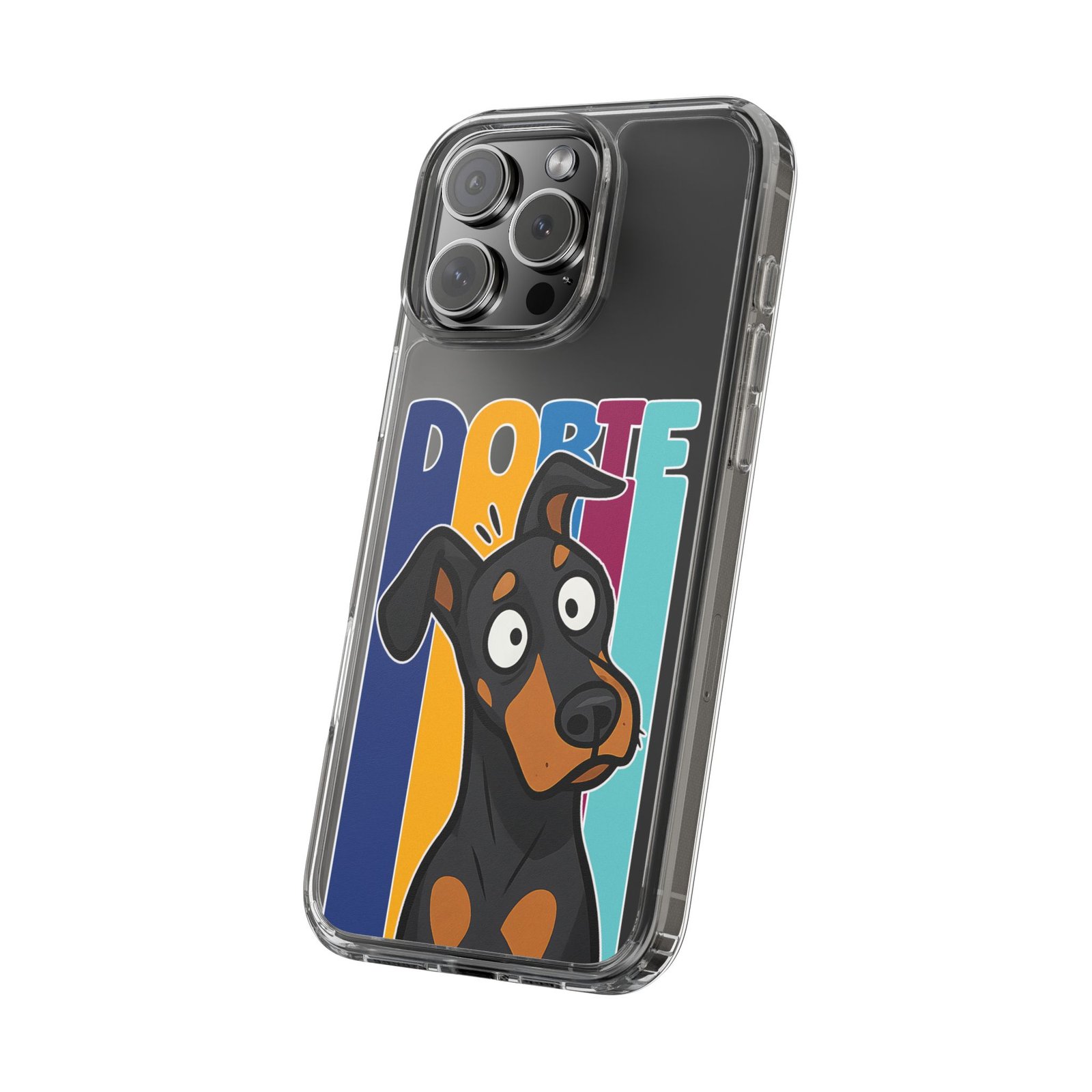 Playful Dobie Clear Phone Case - Image 3