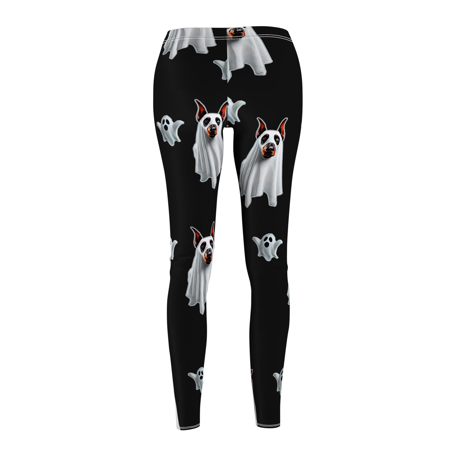 Ghostly Doberman Halloween Leggings Spooky Black - Image 3