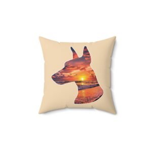 Golden Sunset Doberman Decorative Pillow