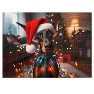 Christmas Doberman Jigsaw Puzzle with Tin Box