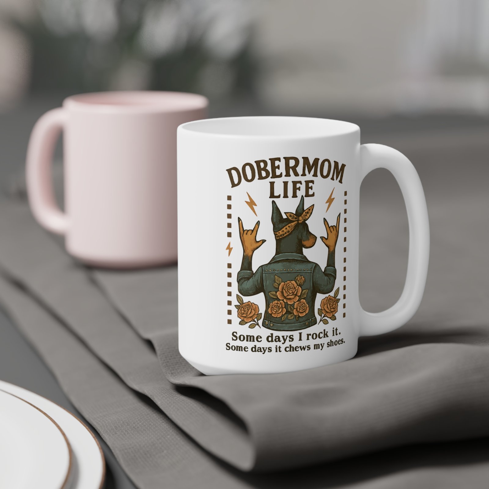 Dobermom Life Ceramic Mug - 15oz - Perfect Gift for Dog Lovers! - Image 4