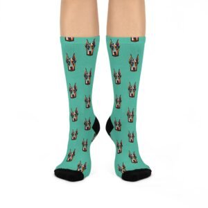 Colorful Doberman Stare Crew Socks