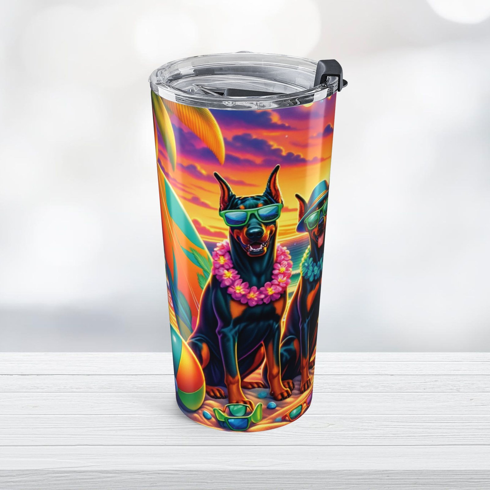 Doberman Beach Party Tumbler - Image 3