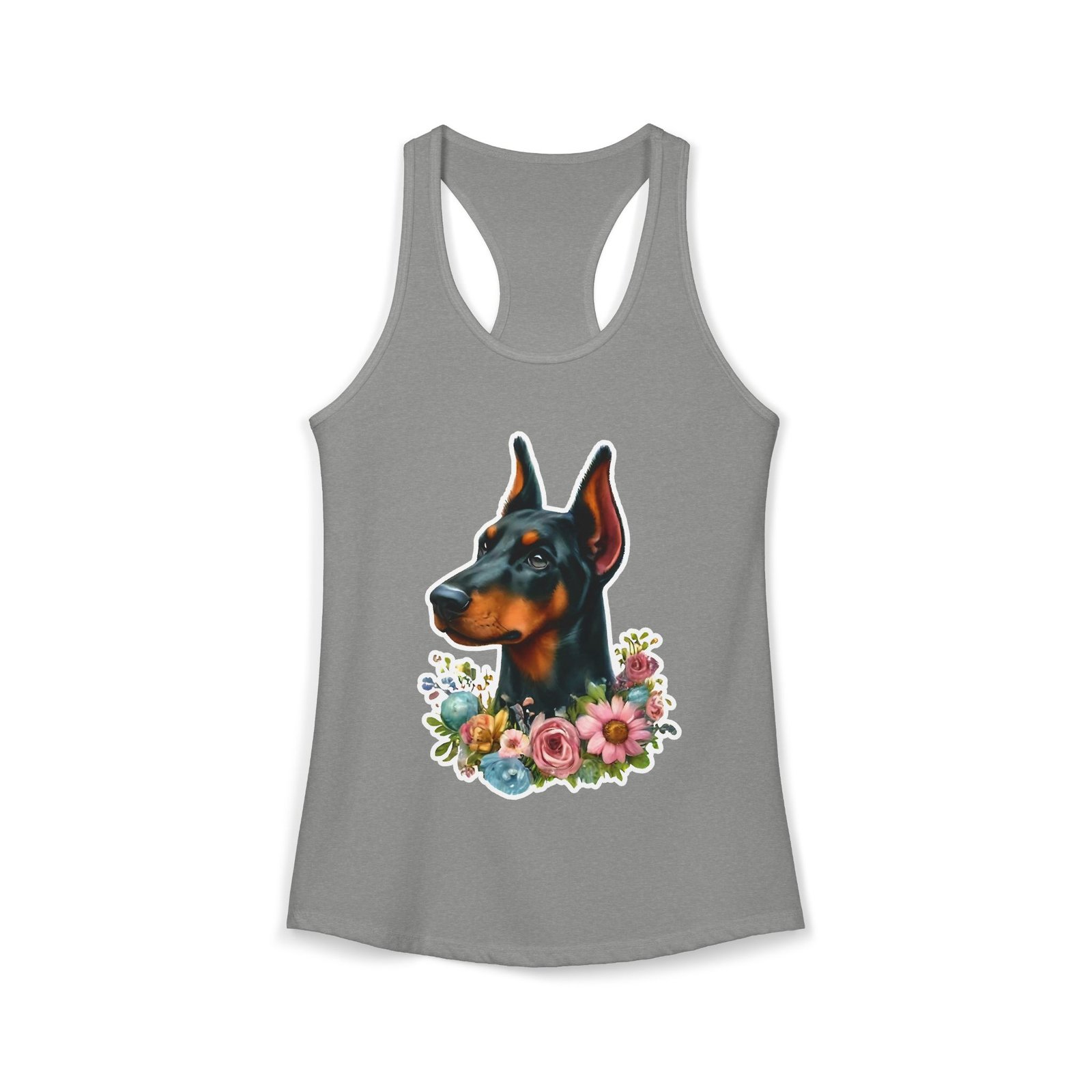 Floral Doberman Women’s Racerback Tank - Image 9