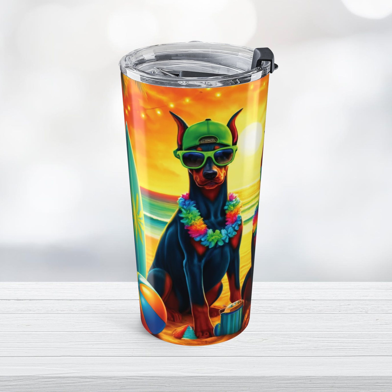 Doberman Tumbler Three Amigos Doberman Beach Party Design - Image 5