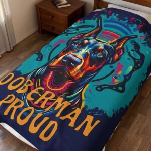 Doberman Proud Velveteen Plush Blanket