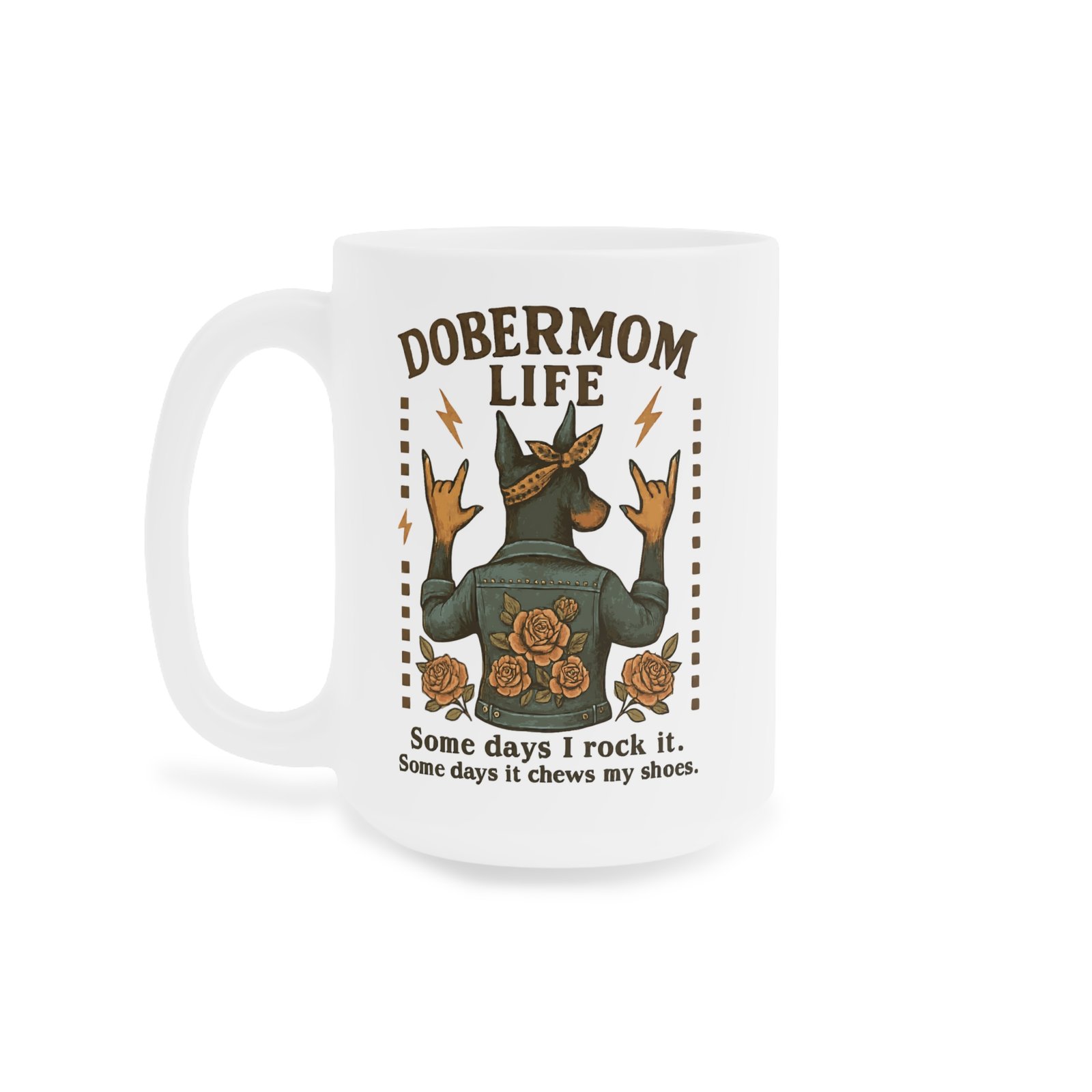 Dobermom Life Ceramic Mug - 15oz - Perfect Gift for Dog Lovers! - Image 2
