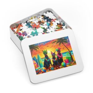 Jigsaw Puzzle With Your Choice of 500 or 1000 Pieces - Tropical Beach Party Doberman Paradise Three Amigos